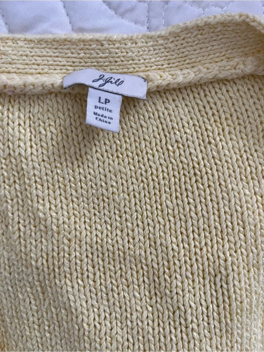J. Jill Pale Yellow Cable Knit V-Neck Short-Sleeve Cardigan LP